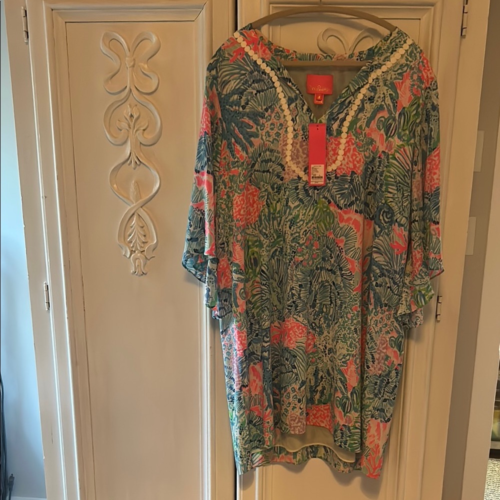 Tropical Lilly Leaf Print Kaftan
